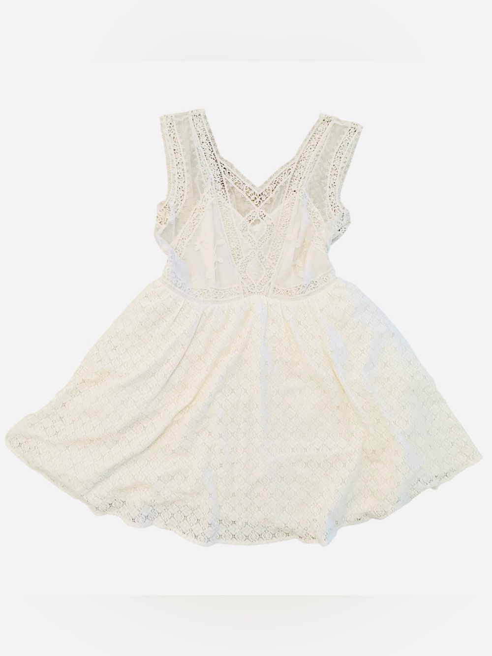 Free People Victoria Ivory Lace Embroidery Mini Dress Womens 10 - Picture 3 of 12
